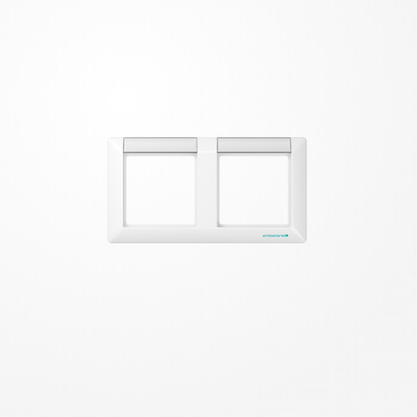 Jung ABAS5820NAWW Rahmen 2fach, mit Schriftfeld, waagerechte Montage, Duroplast antibakteriell, AS 500 antibakteriell, alpinweiß