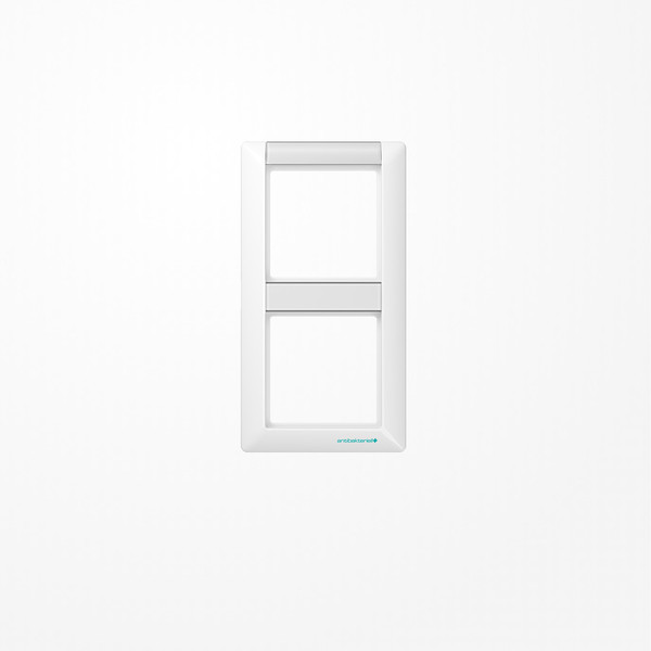 Jung ABAS582NAWW Rahmen 2fach, mit Schriftfeld, senkrechte Montage, Duroplast antibakteriell, AS 500 antibakteriell, alpinweiß