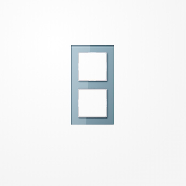 Jung AC582GLBLGR Glasrahmen 2fach, senkrechte und waagerechte Montage, Glas, A CREATION, blaugrau