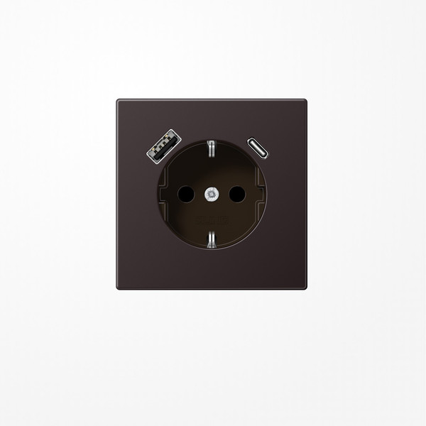 Jung AL1520-15CAD SCHUKO-Steckdose 16 A 250 V ~, mit USB-Ladegerät 1xTyp A + 1xTyp C, SAFETY+, Serie LS, dark