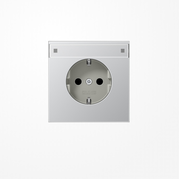 Jung AL1520KINA SCHUKO-Steckdose, 16 A 250 V ~, mit Schriftfeld, SAFETY+, Serie LS, Aluminium