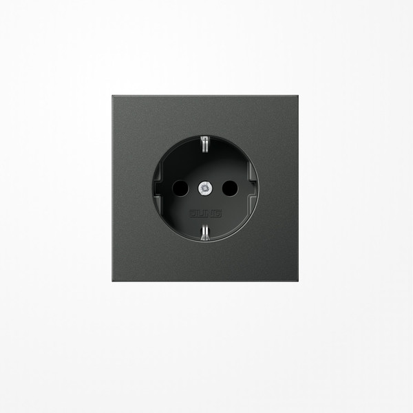 Jung AL1520NAN SCHUKO-Steckdose, 16 A 250 V ~, ohne Krallen, Aluminium lackiert, Serie LS, anthrazit