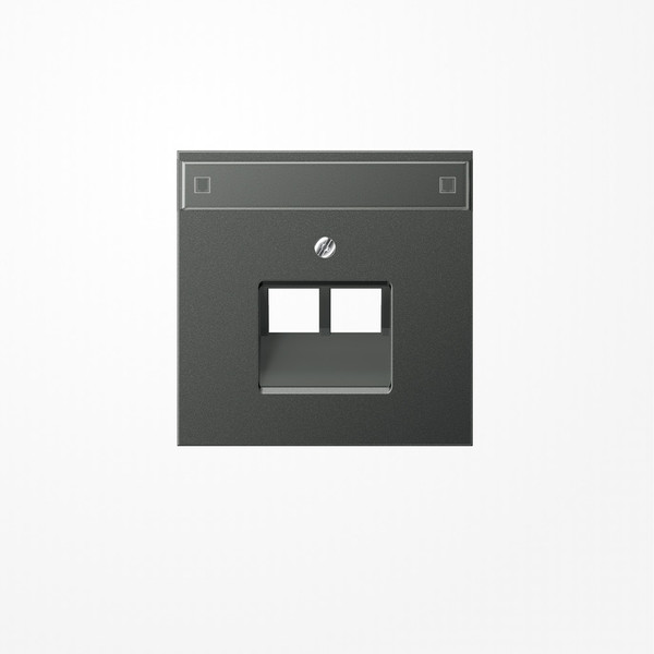 Jung AL2969-2NAUAAN Abdeckung für IAE/UAE-Anschlussdosen, 2x8-polig, mit Schriftfeld, Serie LS, anthrazit (lackiertes Aluminium)