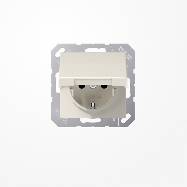 Jung AS1520KIKL SCHUKO-Steckdose, 16 A 250 V ~, SAFETY+, Klappdeckel, Duroplast, Serie AS, weiß