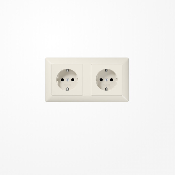 Jung AS1522BF Kabelkanal-SCHUKO-Steckdose, 2fach, 16 A 250 V ~, ohne Krallen, Thermoplast, Serie AS, weiß