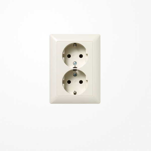Jung AS5020NU SCHUKO-Zweifach-Steckdose, 16 A 250 V ~, ohne Krallen, Duroplast, Serie AS, weiß