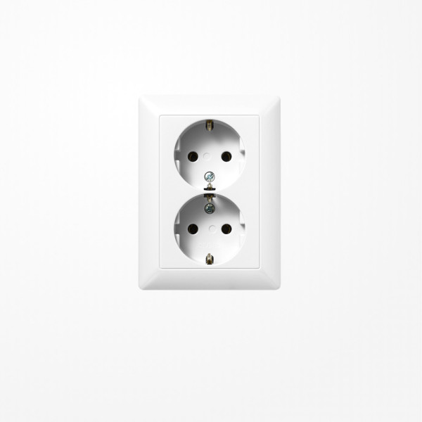 Jung AS5020UWW SCHUKO-Zweifach-Steckdose, 16 A 250 V ~, Duroplast, Serie AS, alpinweiß