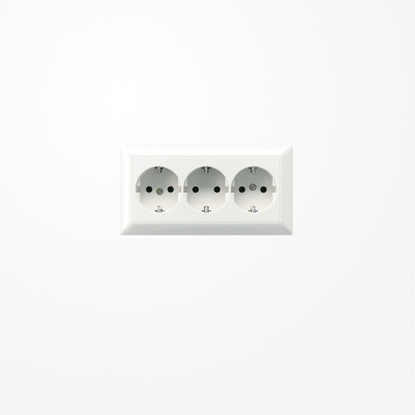 Jung AS523WW Kabelkanal-SCHUKO-Steckdose, 3fach, 16 A 250 V ~, Duroplast, Serie AS, alpinweiß