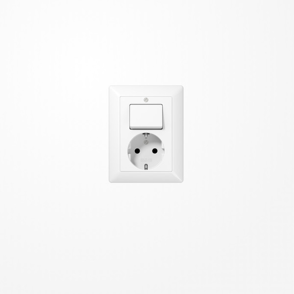 Jung AS5576UWW SCHUKO-Steckdose 16 A 250 V ~ mit Schalter Universal Aus-Wechsel 10 AX 250 V ~, Duroplast, Serie AS, alpinweiß