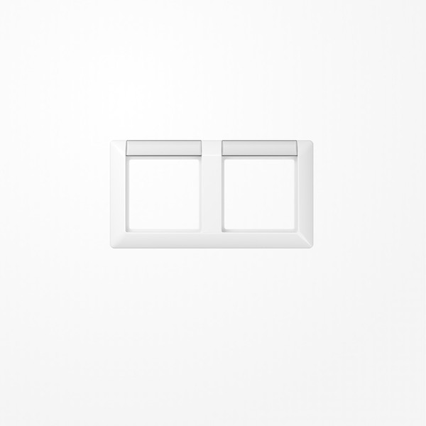 Jung AS5820NAWW Rahmen 2fach, mit Schriftfeld, waagerechte Montage, Duroplast, AS 500, alpinweiß