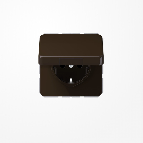 Jung CD1520BFKIKLBR SCHUKO-Steckdose, 16 A 250 V ~, SAFETY+, Klappdeckel, Thermoplast, Serie CD, braun