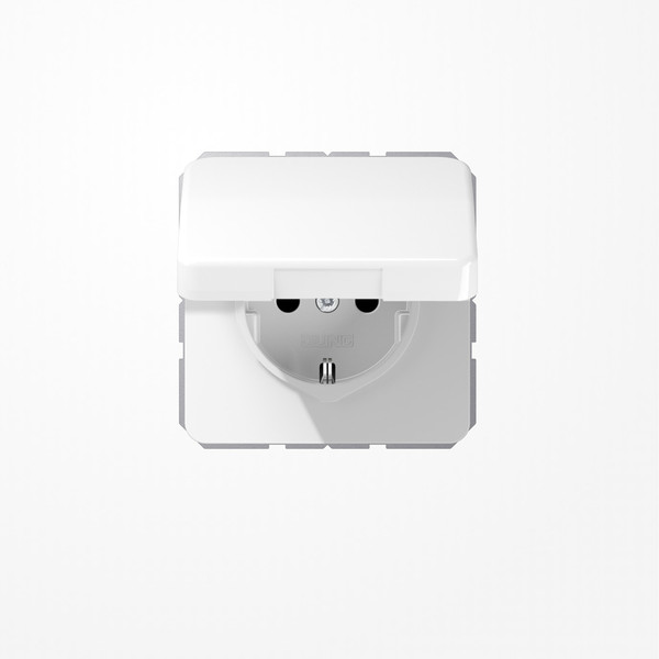Jung CD1520BFKIKLWW SCHUKO-Steckdose, 16 A 250 V ~, SAFETY+, Klappdeckel, Thermoplast, Serie CD, alpinweiß