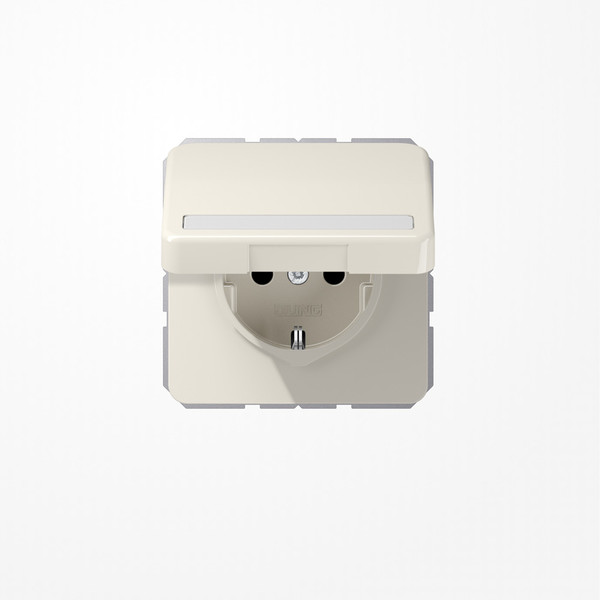 Jung CD1520BFNAKL SCHUKO-Steckdose, 16 A 250 V ~, mit Schriftfeld, SAFETY+, Klappdeckel, Thermoplast, Serie CD, weiß