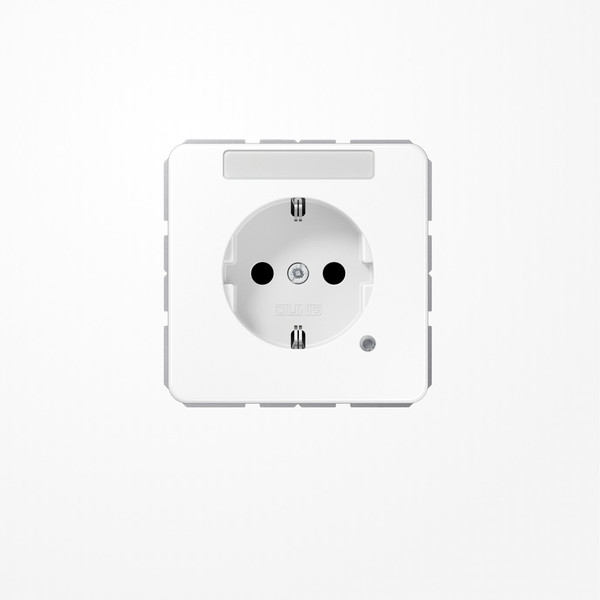 Jung CD1520BFNAKOWW SCHUKO-Steckdose, 16 A 250 V ~, mit Funktionsanzeige, mit Schriftfeld, SAFETY+, Thermoplast, Serie CD, alpinweiß