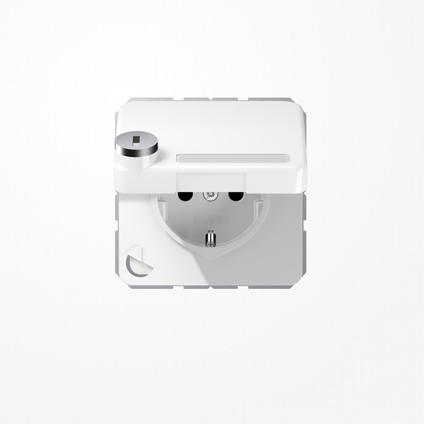 Jung CD1520NAKLSLWW SCHUKO-Steckdose, 16 A 250 V ~, mit Schriftfeld, SAFETY+, Klappdeckel, mit Sicherheitsschloss, Thermoplast, Serie CD, alpinweiß