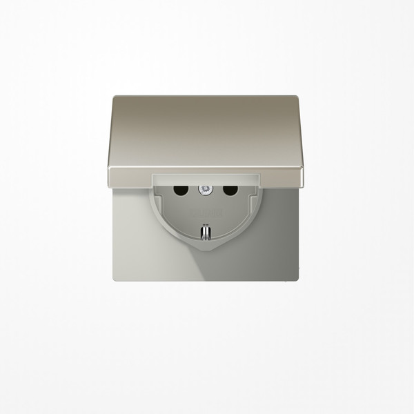 Jung ES1520KIKL SCHUKO-Steckdose, 16 A 250 V ~, SAFETY+, Klappdeckel, Serie LS, Edelstahl