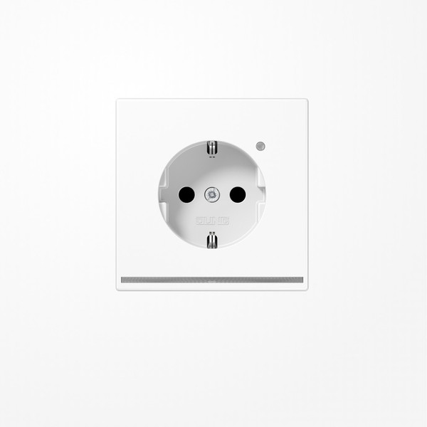 Jung LS1520-OWWLNW SCHUKO-Steckdose, 16 A 250 V ~, mit LED-Orientierungslicht, SAFETY+, Thermoplast, Serie LS, alpinweiß