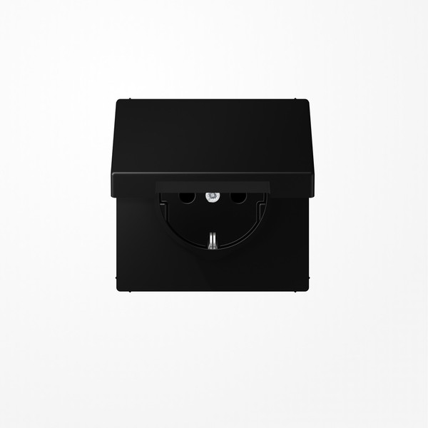 Jung LS1520BFKIKLSWM SCHUKO-Steckdose, 16 A 250 V ~, SAFETY+, Klappdeckel, Thermoplast lackiert, Serie LS, graphitschwarz matt