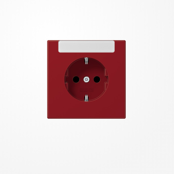 Jung LS1520INART SCHUKO-Steckdose, 16 A 250 V ~, mit integriertem Beschriftungsfeld (sprühnebeldicht), SAFETY+, Thermoplast, Serie LS, rot