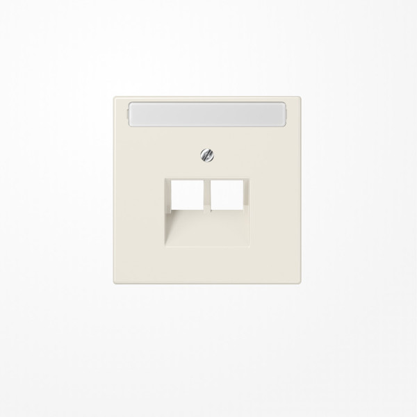 Jung LS969-2NAUA Abdeckung für IAE/UAE-Anschlussdosen, 2x8-polig, mit Schriftfeld, Serie LS, weiß