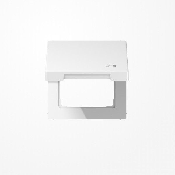 Jung LS990BFKLSOCWW Klappdeckel (mit Rückstellfeder), mit Symbol Stecker, Thermoplast, Serie LS, alpinweiß
