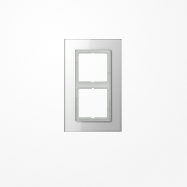 Jung LSP982GLWW Glasrahmen 2fach, senkrechte und waagerechte Montage, Glas, LS PLUS, alpinweiß (Glas)