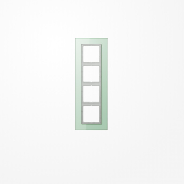 Jung LSP984GLAS Glasrahmen 4fach, senkrechte und waagerechte Montage, Glas, LS PLUS, mattweiß