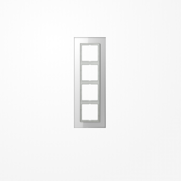 Jung LSP984GLWW Glasrahmen 4fach, senkrechte und waagerechte Montage, Glas, LS PLUS, alpinweiß (Glas)