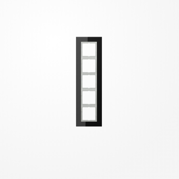 Jung LSP985GLSW Glasrahmen 5fach, senkrechte und waagerechte Montage, Glas, LS PLUS, schwarz (Glas)