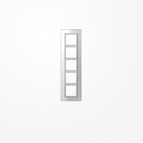 Jung LSP985GLWW Glasrahmen 5fach, senkrechte und waagerechte Montage, Glas, LS PLUS, alpinweiß (Glas)