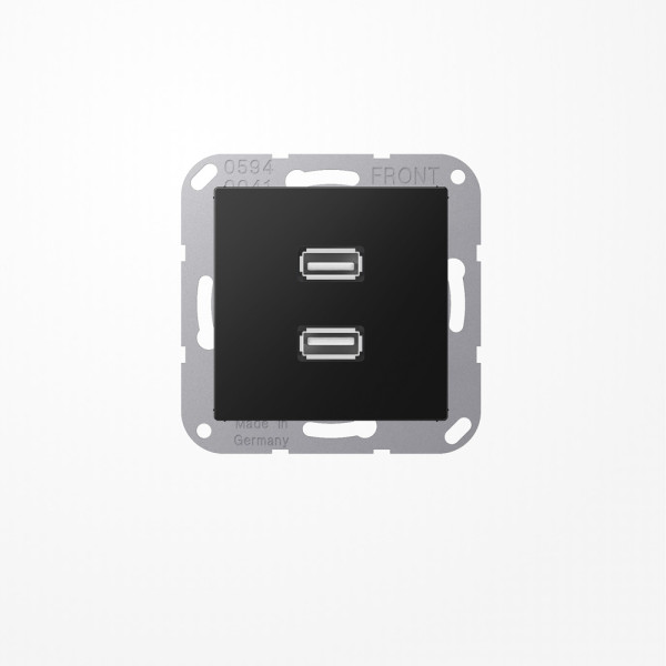 Jung MAA1153SWM USB2Punkt0, MultimediaAnschlussystem 2xUSB 2.0, Serie A, graphitschwarz matt