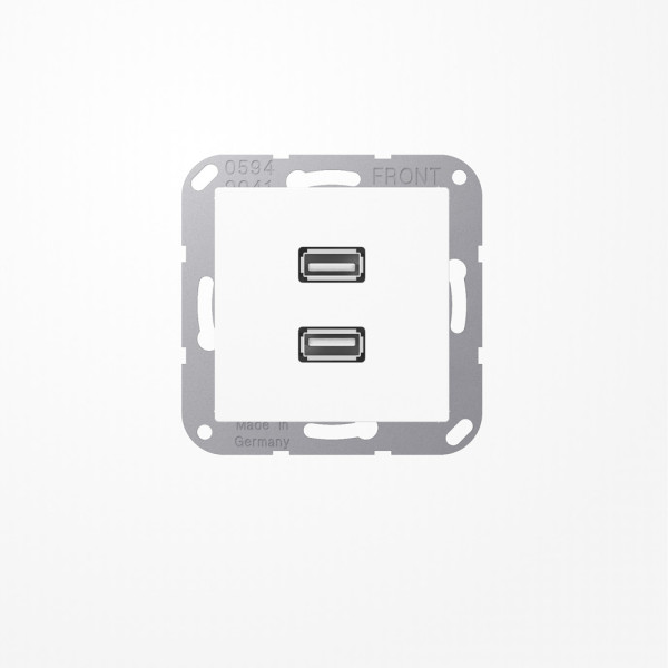 Jung MAA1153WW USB2Punkt0, MultimediaAnschlussystem 2xUSB 2.0, Serie AS/A, alpinweiß