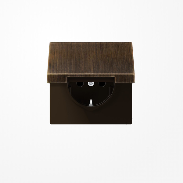 Jung ME1520KIKLAT SCHUKO-Steckdose, 16 A 250 V ~, SAFETY+, Klappdeckel, Messing, Serie LS, Messing antik