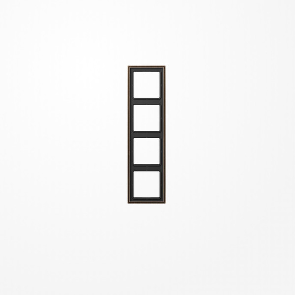 Jung ME2984AT Rahmen 4fach, senkrechte und waagerechte Montage, Messing, LS 990, Messing antik