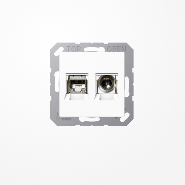 Jung MMDA4521WW Smart-TV-Anschlussdose 2fach, Thermoplast, Serie AS/A, alpinweiß