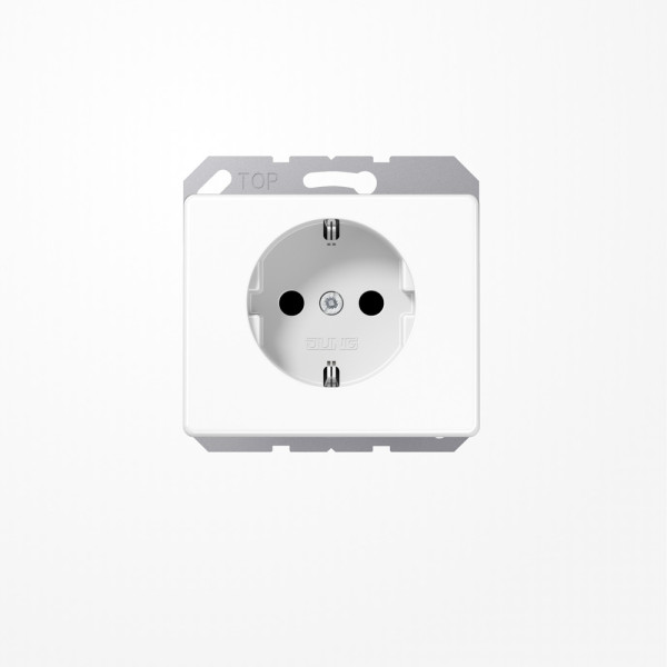 Jung SL520KIWW SCHUKO-Steckdose, 16 A 250 V ~, SAFETY+, mit nicht geerdetem Tragring, Aluminium lackiert, Serie SL, alpinweiß