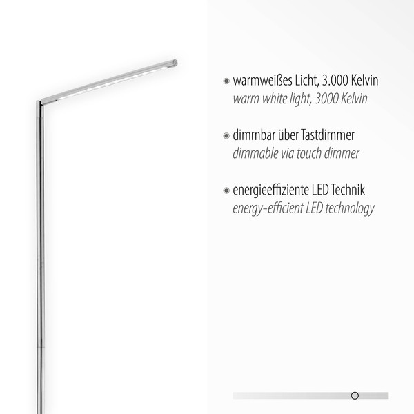 JUST LIGHT DAWDA LED Stehleuchte Warmweiss Dimmbar 4,8W stahl 11012-55