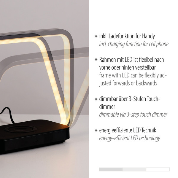 JUST LIGHT OMARI LED Tischleuchte Warmweiss Dimmbar 2,5W schwarz 11019-18