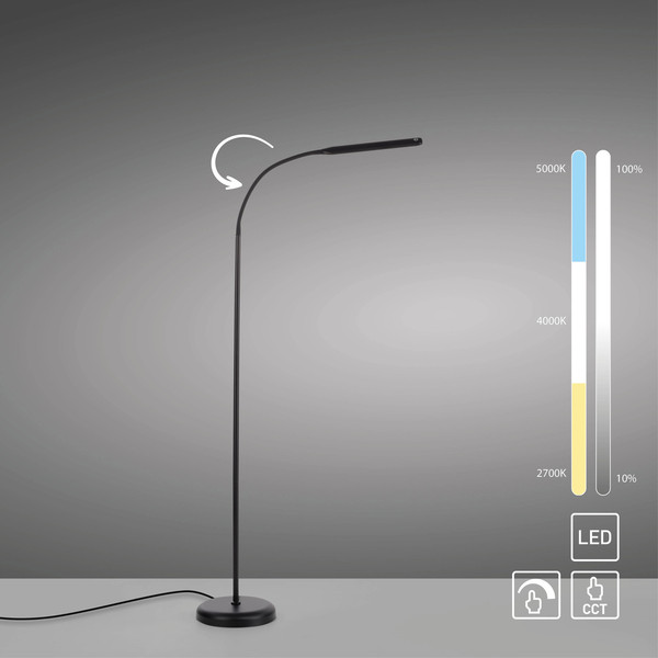 JUST LIGHT ELLY LED Stehleuchte CCT Dimmbar 6W schwarz 11031-18