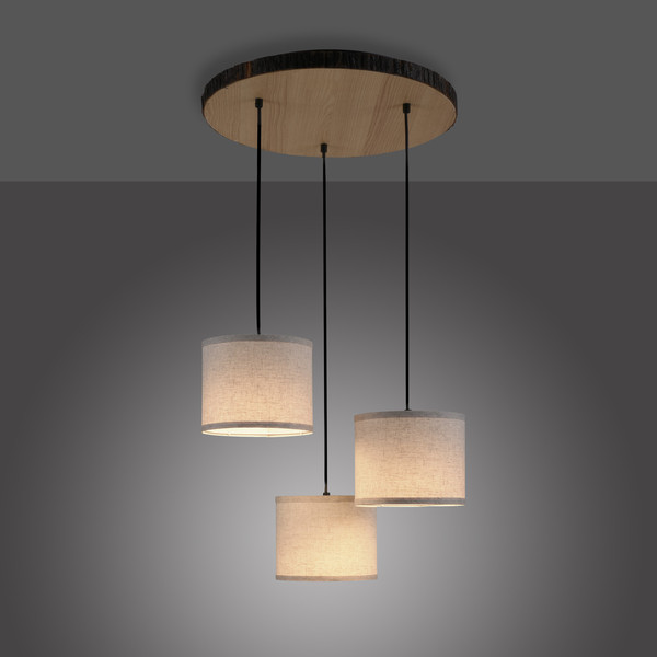 JUST LIGHT BARK Deckenleuchte E27 max. 40W 3-fach Holzdekor 11236-79