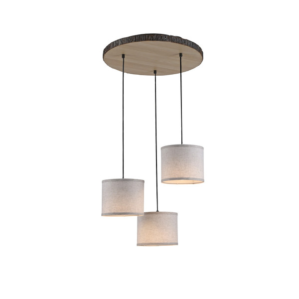JUST LIGHT BARK Deckenleuchte E27 max. 40W 3-fach Holzdekor 11236-79