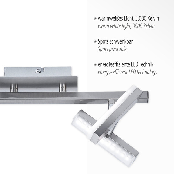 JUST LIGHT RICO LED Deckenleuchte Warmweiss 8W 4-fach stahl 11277-55