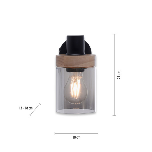 JUST LIGHT PASQUAL Wand- und Deckenleuchte E27 max.40W schwarz 11311-18