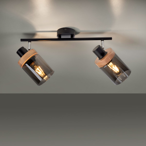 JUST LIGHT PASQUAL Wand- und Deckenleuchte E27 max.80W 2-fach schwarz 11312-18