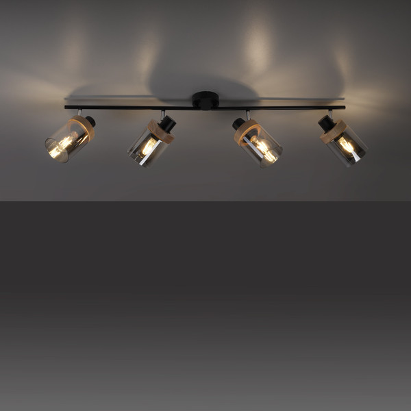 JUST LIGHT PASQUAL Deckenleuchte E27 max.160W 4-fach schwarz 11313-18