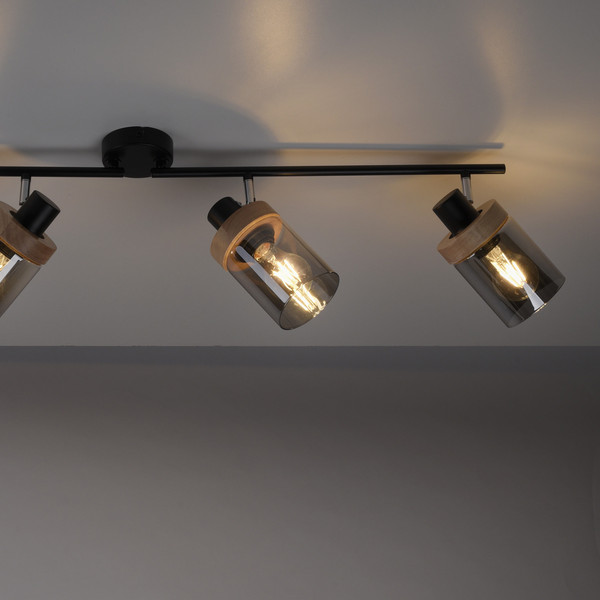 JUST LIGHT PASQUAL Deckenleuchte E27 max.160W 4-fach schwarz 11313-18