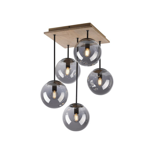 JUST LIGHT GERDA WIDOW Deckenleuchte E14 max.125W 5-fach Holz-natur 11395-79