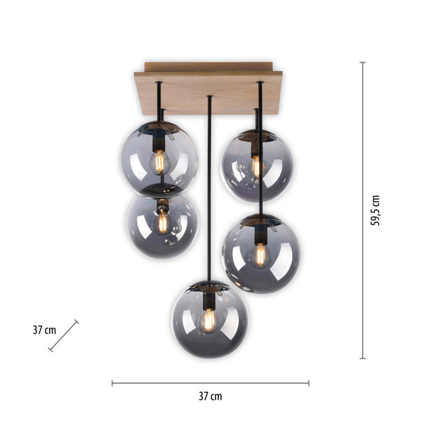 JUST LIGHT GERDA WIDOW Deckenleuchte E14 max.125W 5-fach Holz-natur 11395-79