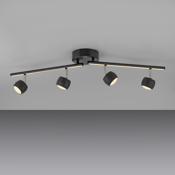 JUST LIGHT JARIK LED Deckenleuchte Warmweiss 10,8W 5-fach schwarz 11402-18