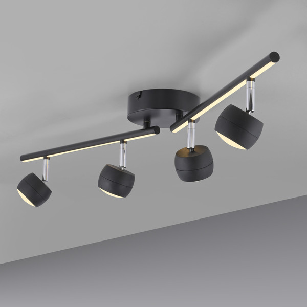 JUST LIGHT JARIK LED Deckenleuchte Warmweiss 10,8W 5-fach schwarz 11402-18